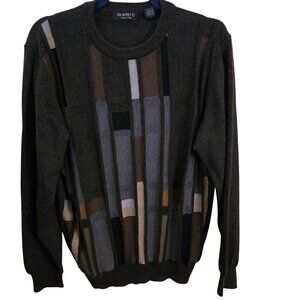Segreto Made In Italy 100% Merino Wool Colorblock Crewneck Sweater Size M